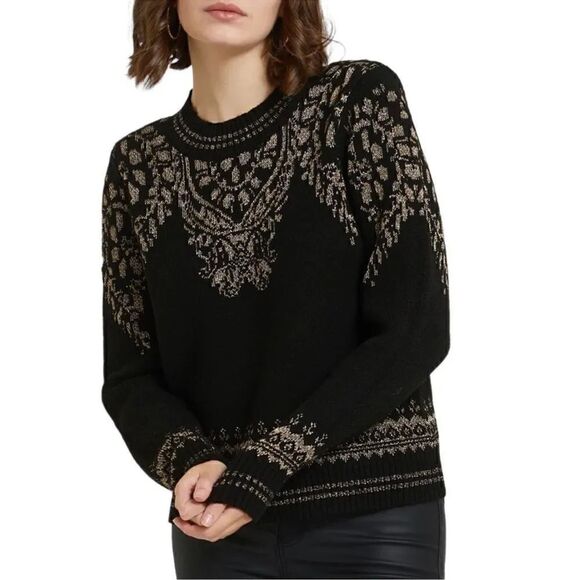 ZARA METALLIC THREAD JACQUARD KNIT SWEATER - Picture 1 of 11